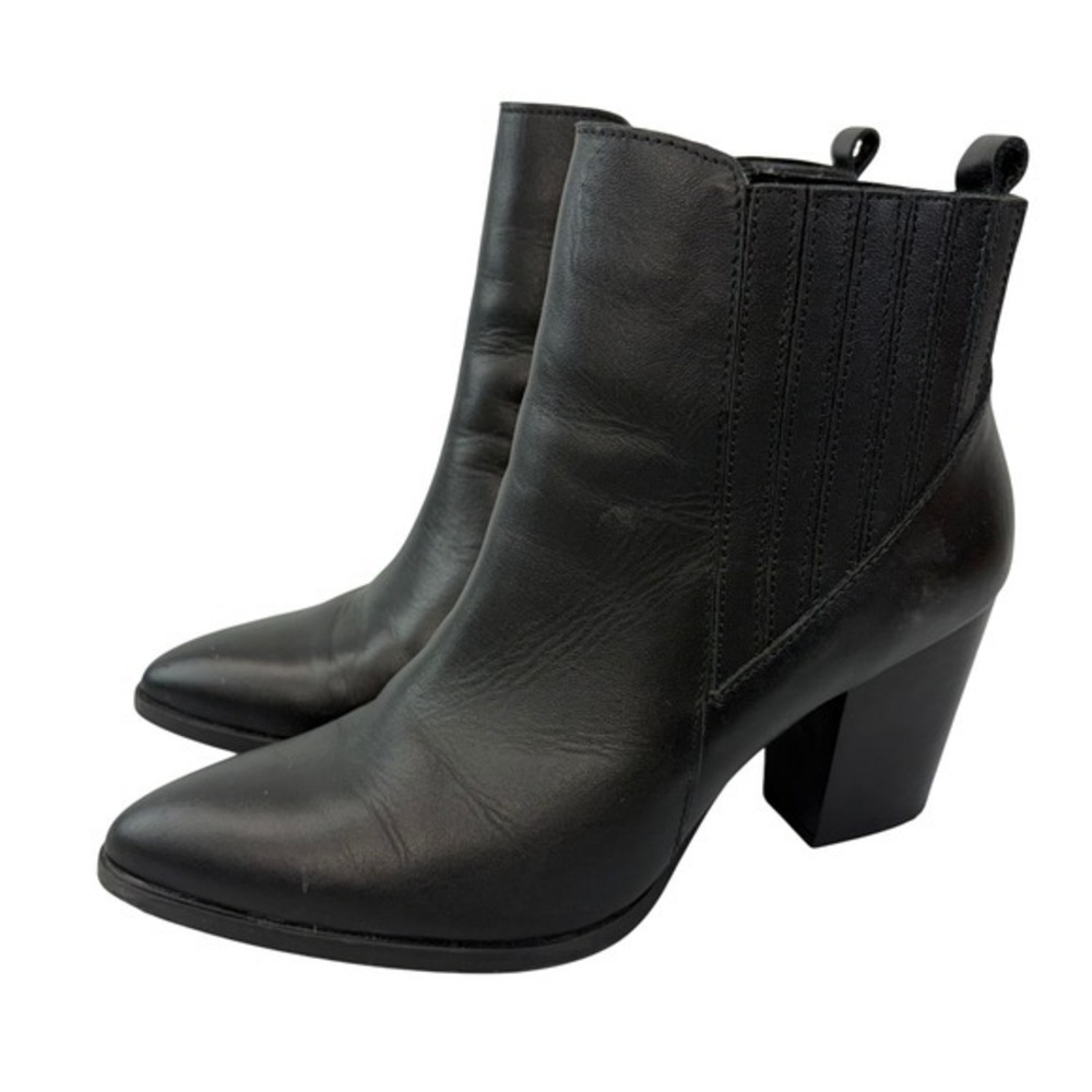 Blondo Womens‎ 10M Reese Waterproof Leather Block Heel Pointed Toe Ankle Boots